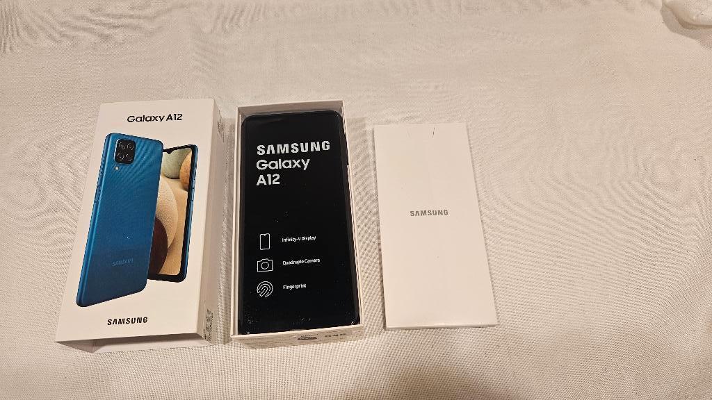 Samsung Galaxy A12 (64GB) – Blauw & Wit – Ongebruikt, Blauw, Touchscreen, Nieuw, Ophalen of Verzenden