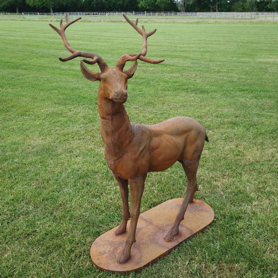 groot hert gietijzer in mooie roestkleur, Ophalen, Dierenbeeld, Www.bossewinkel.nl, Nieuw