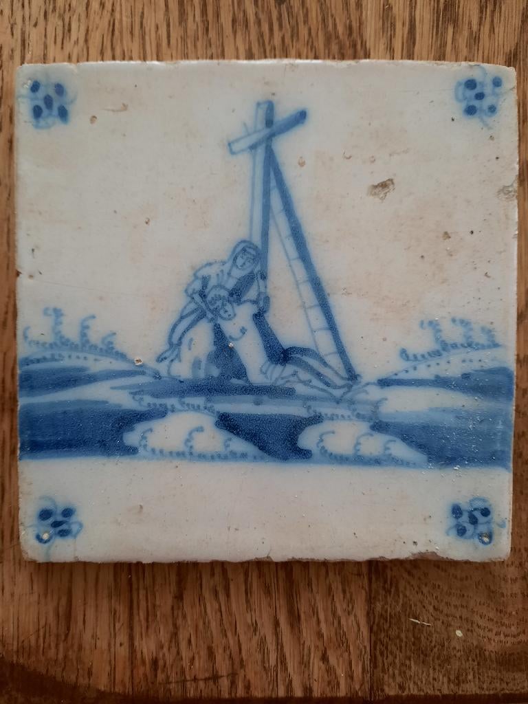 Te koop: museumwaardige 17e eeuwse tegels, 12 stuks, Antiek en Kunst, Ophalen