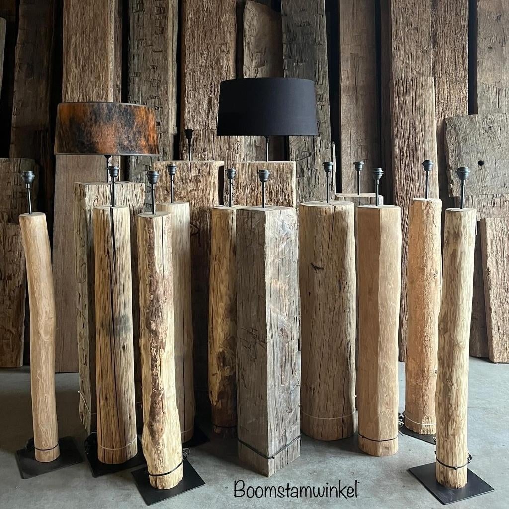 boomstam vloerlamp | houten vloerlamp | meerpaal lamp, Huis en Inrichting, 100 tot 150 cm, Nieuw, Ophalen of Verzenden, Landelijk | scandinavisch | japandi | industrieel