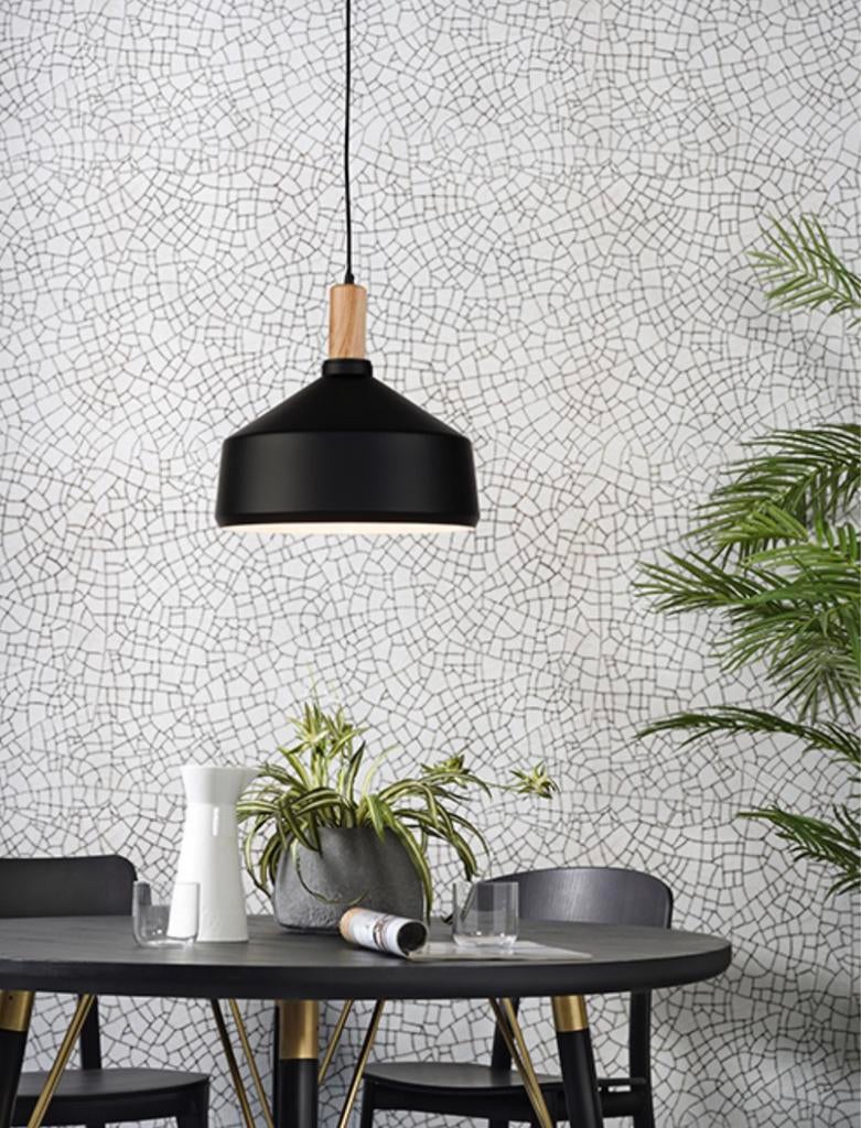it’s about RoMi Hanglamp Melbourne Zwart/Naturel – L, Huis en Inrichting, Lampen | Hanglampen, Zo goed als nieuw, Minder dan 50 cm