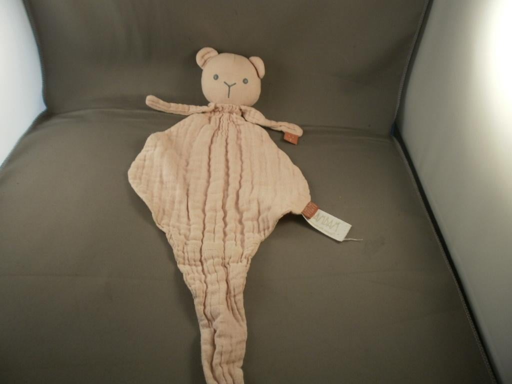 bambam babies katoenen knuffeldoek beer roze grijze ogen, Ophalen of Verzenden, Zo goed als nieuw, Beer