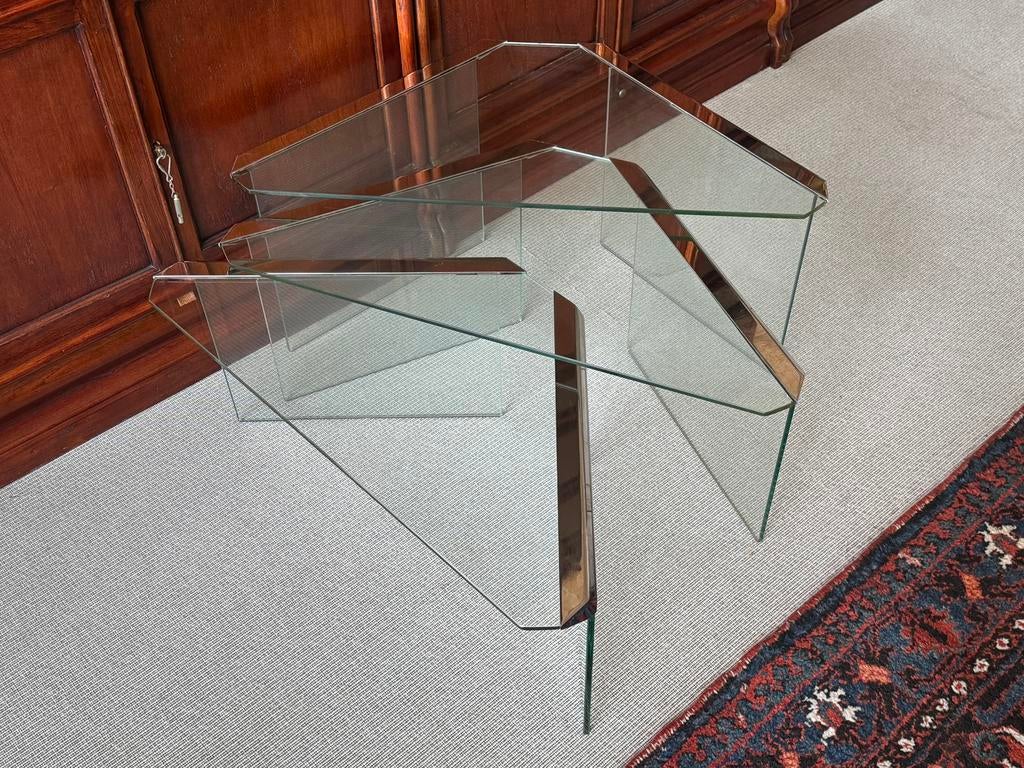 MIMI-set bijzettafels Design Glass Chrome Gallotti & Radice, Ophalen, Gebruikt