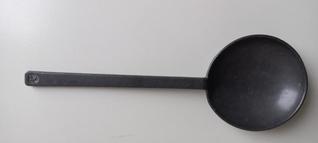 Tinnen lepel van de firma Foca uit Oosterbeek, Ophalen of Verzenden