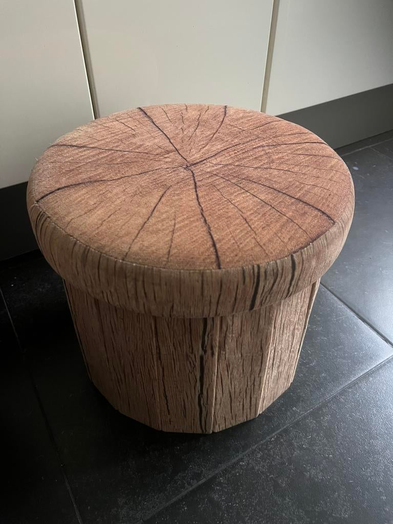 Poef of hoedendoos 35cmx30cm met deksel, Minder dan 50 cm, Rond, Minder dan 50 cm, Ophalen of Verzenden