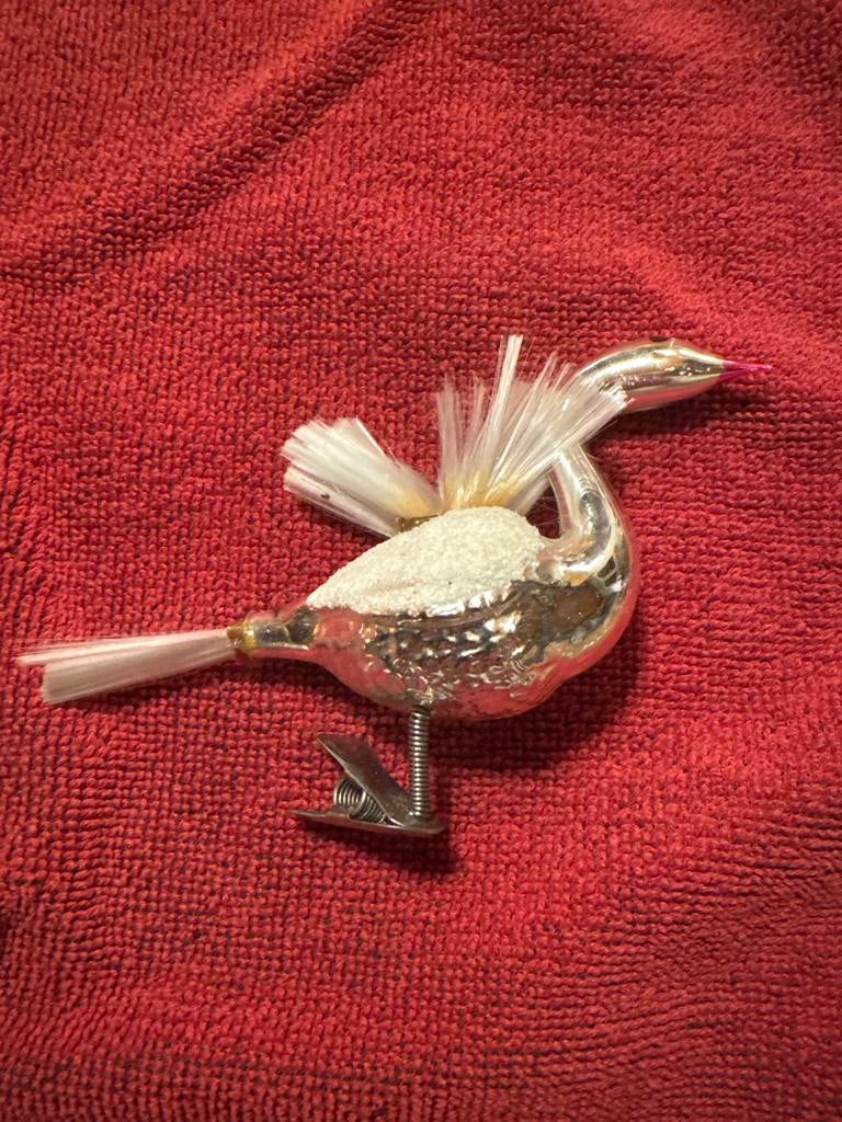 Vintage Vogel Kerst Ornament, Ophalen of Verzenden, Gebruikt