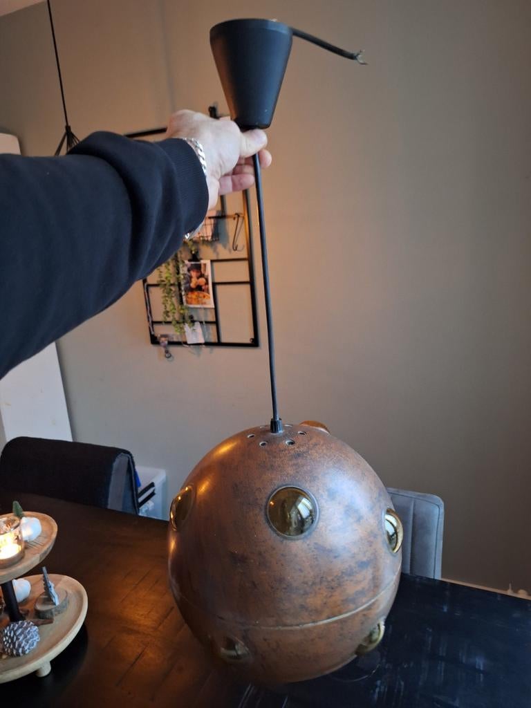 Vintage Hanglamp , antiek, jaren 60, zie je niet vaak!!, Ophalen of Verzenden, Glas, Minder dan 50 cm