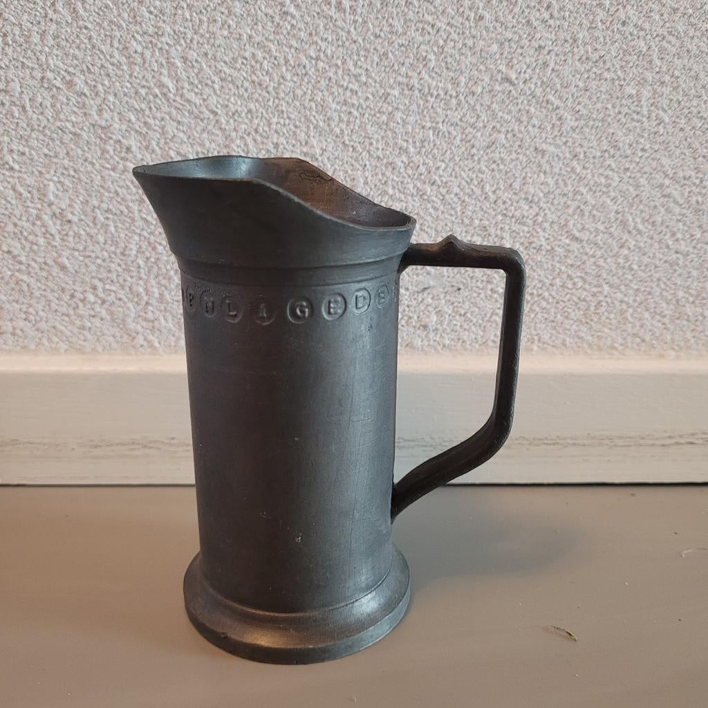 Antieke Tinnen Maatbeker - 2 Deciliter, Antiek en Kunst, Ophalen of Verzenden