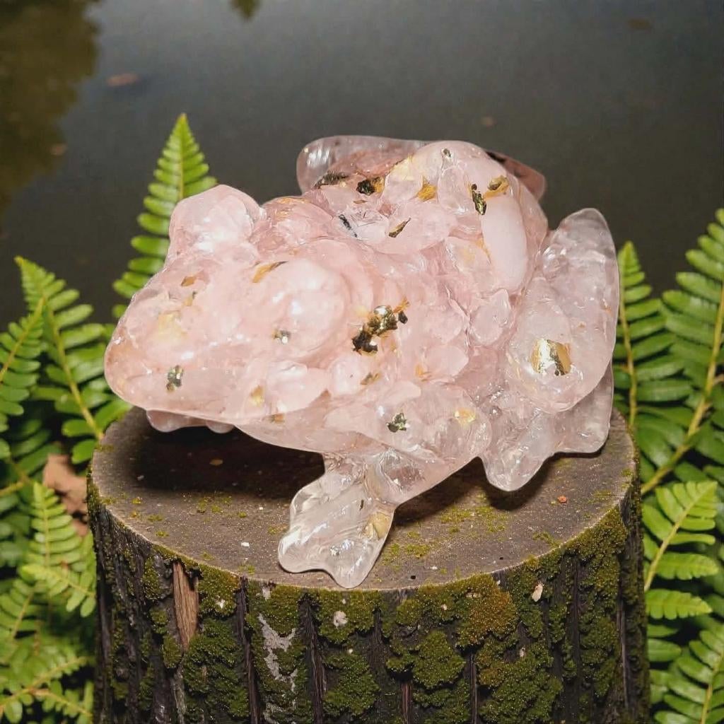Rozenkwarts orgonite kikker, Verzamelen, Mineralen en Fossielen, Ophalen of Verzenden, Mineraal