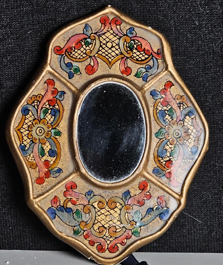 Vintage Small Decorative Peruvian Mirror Hand Painted Mirror, Minder dan 50 cm, Gebruikt, Ophalen of Verzenden, Minder dan 100 cm