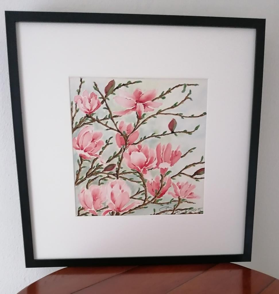 Schilderij Magnolia  Aquarel guauche, Ophalen