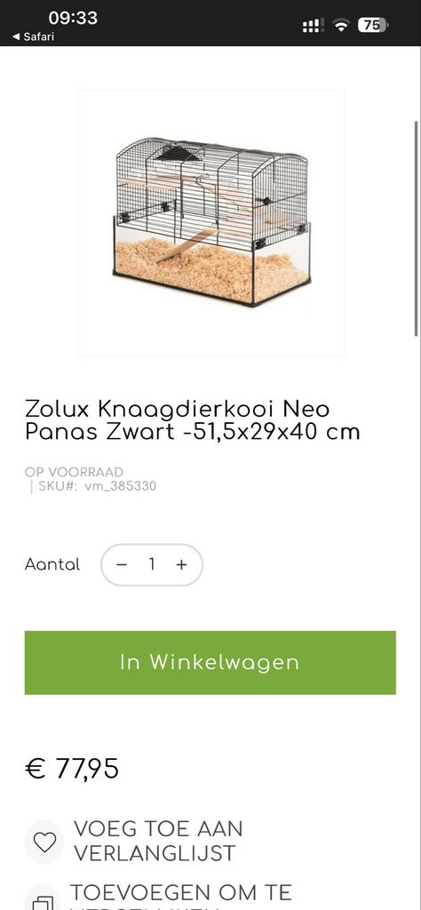 Zolux Knaagdierkooi/hamsterkooi + alle toebehoren, Kooi, Minder dan 75 cm, Zo goed als nieuw, Ophalen