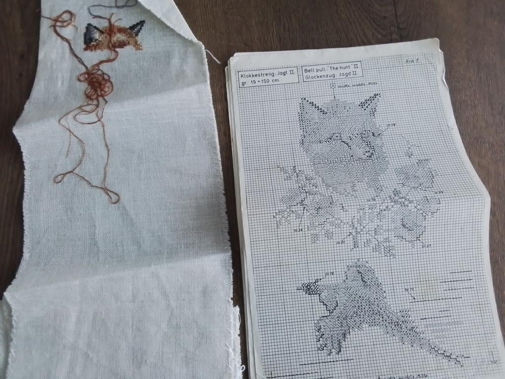 Borduurpatroon schellekoord de jacht, met lap stof erbij, we, Ophalen of Verzenden, Zo goed als nieuw, Handborduren, Patroon