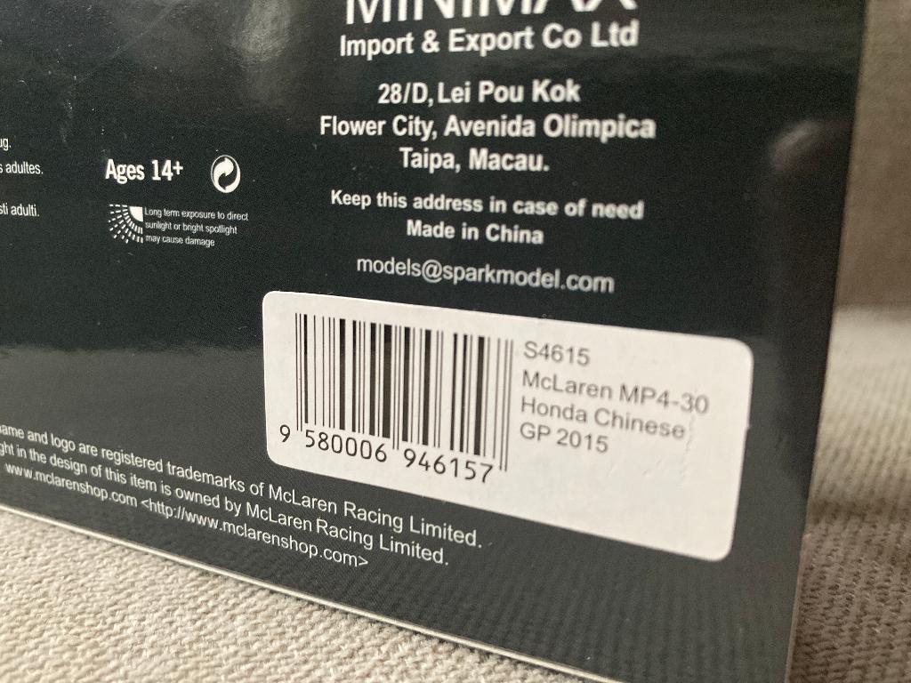 ✅ Fernando Alonso 1:43 Chinese GP 2015 Mclaren Honda F1, Ophalen of Verzenden, Nieuw, Formule 1