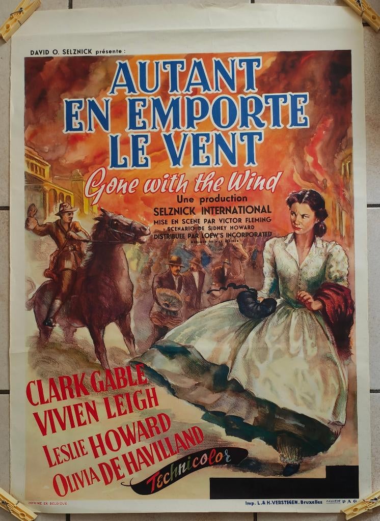 Gone with the wind - originele filmposter, Verzamelen, Posters, Ophalen, Gebruikt, A1 t/m A3, Film en Tv