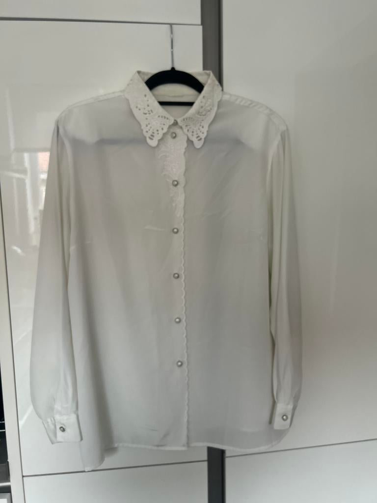 C&A blouse wit met kant en knopen maat 44 / XXL, Kleding | Dames, Blouses en Tunieken, Ophalen of Verzenden, Zo goed als nieuw