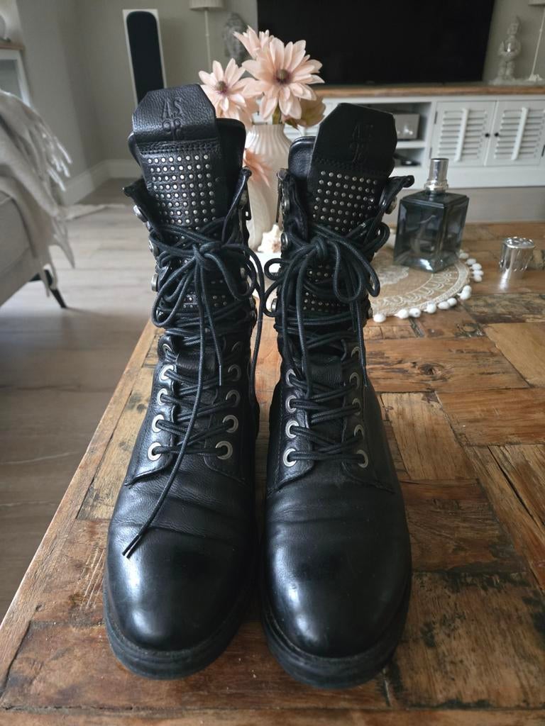 Stoere A.S 98 leren boots mt 39 zwart, Kleding | Dames, Schoenen, Zo goed als nieuw, Zwart, Ophalen of Verzenden