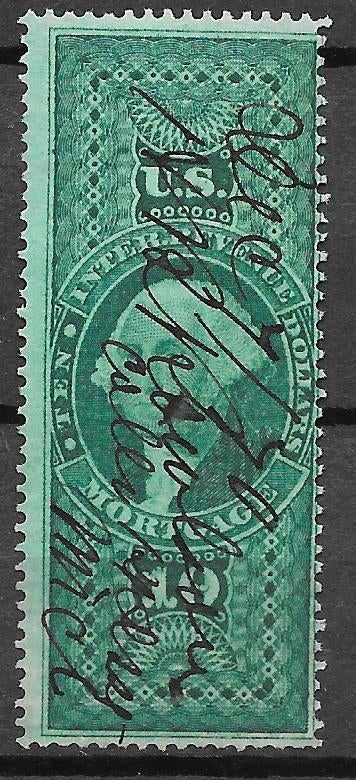 USA Revenues 1862 $10 Mortgage Scott R95c luxe zie scan, Ophalen of Verzenden, Gestempeld, Noord-Amerika