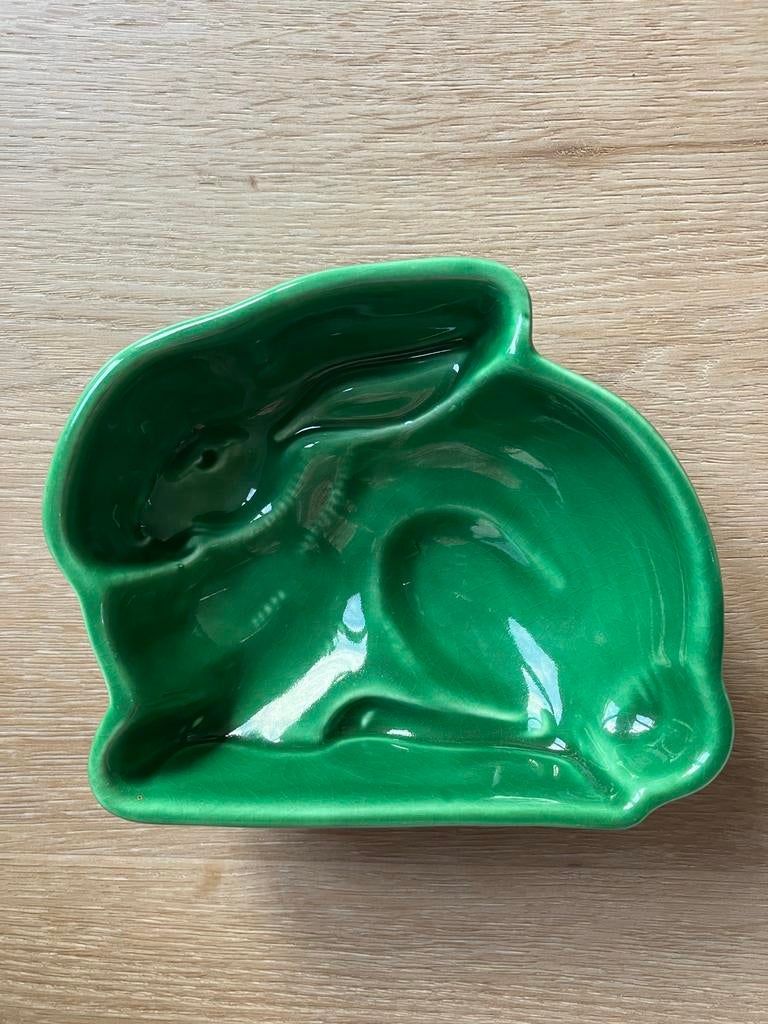 Groene konijn puddingvorm - Keramiek, Ophalen of Verzenden, Gebruikt
