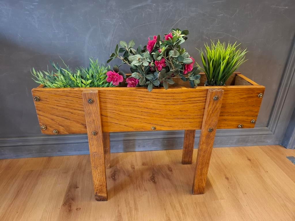 Vintage plantenbak massief hout bloempot bloembak, Gebruikt, Niet van toepassing, Niet van toepassing, Ophalen of Verzenden