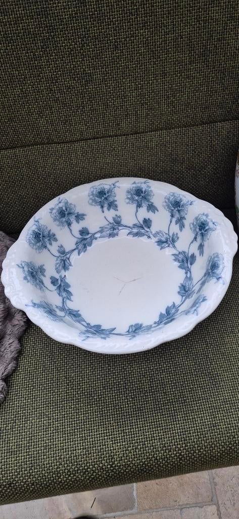 Antieke Engelse Porseleinen Fruitschaal - Blauw Bloemmotief, Antiek en Kunst, Antiek | Porselein, Ophalen of Verzenden