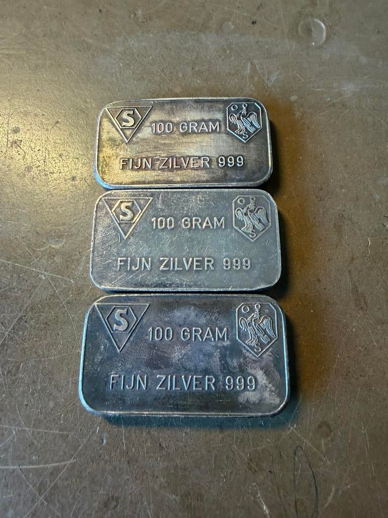 2x 100 gram Schöne bv, Postzegels en Munten, Edelmetalen en Baren, Ophalen of Verzenden, Zilver