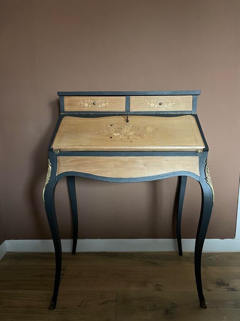 Antiek Vintage Bureau Secretaire met Inlegwerk, Ophalen