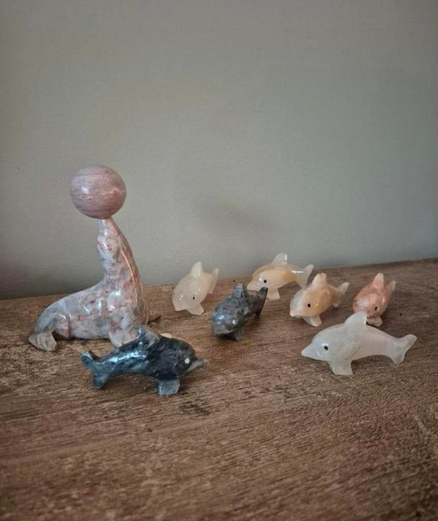 Marmeren beelden: Zeehond en Dolfijnen, Ophalen of Verzenden, Nieuw, Dier