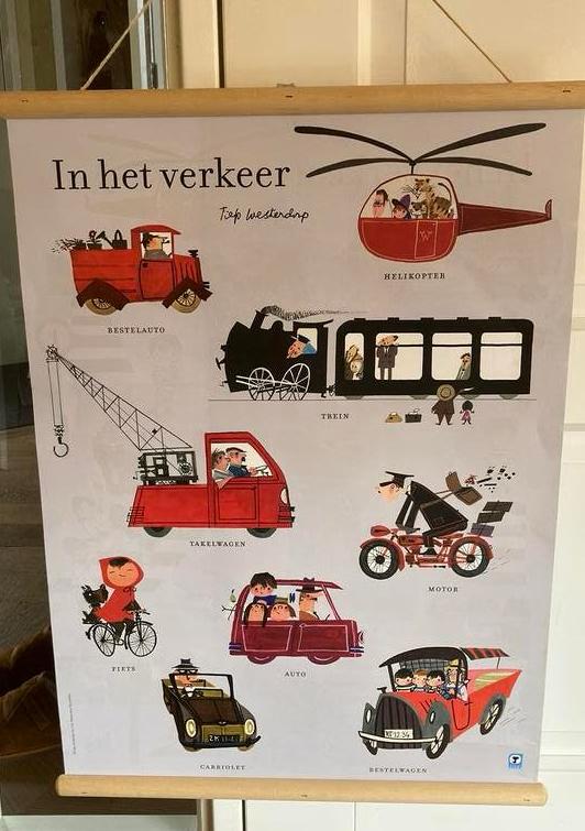 Grote schoolplaat verkeer Fiep Westendorp Pluk kinderkamer, Verzamelen, Ophalen of Verzenden, Zo goed als nieuw, A1 t/m A3, Film en Tv