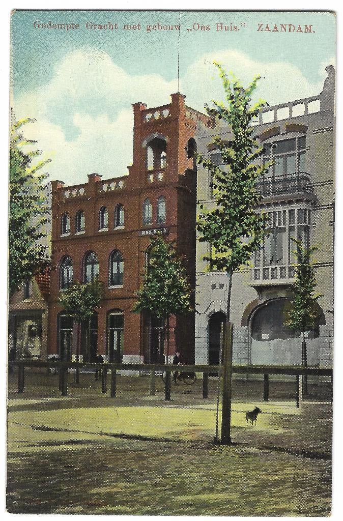 Zaandam, Gedempte Gracht met gebouw 'Ons Huis" Tulpkaart, Verzenden, Voor 1920, Gelopen, Noord-Holland