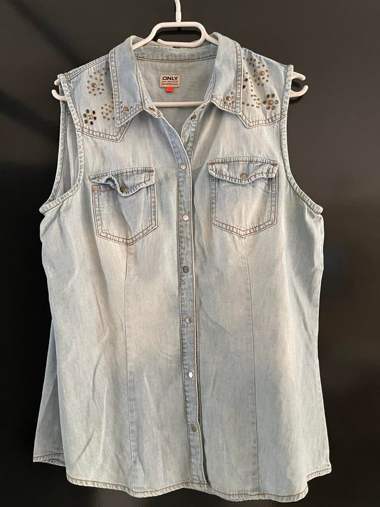 Spijkerblouse ONLY mouwloos maat M/38, Ophalen of Verzenden, Zo goed als nieuw, Maat 38/40 (M), Blauw