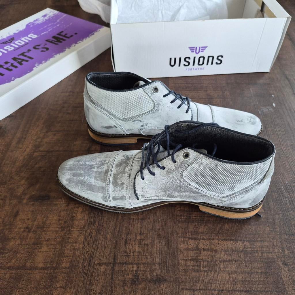 Visions Schoenen casual veterschoen, lichtgrijs gevet leder, Overige kleuren, Overige typen, Nieuw, Ophalen of Verzenden