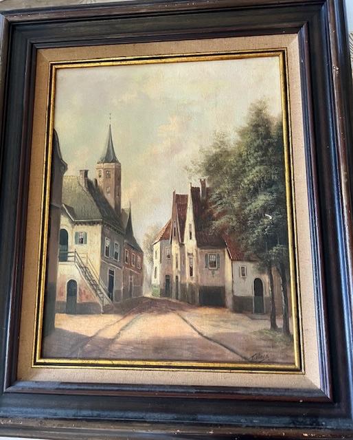 schilderij, stadsgezicht, Antiek en Kunst, Kunst | Schilderijen | Klassiek, Ophalen of Verzenden