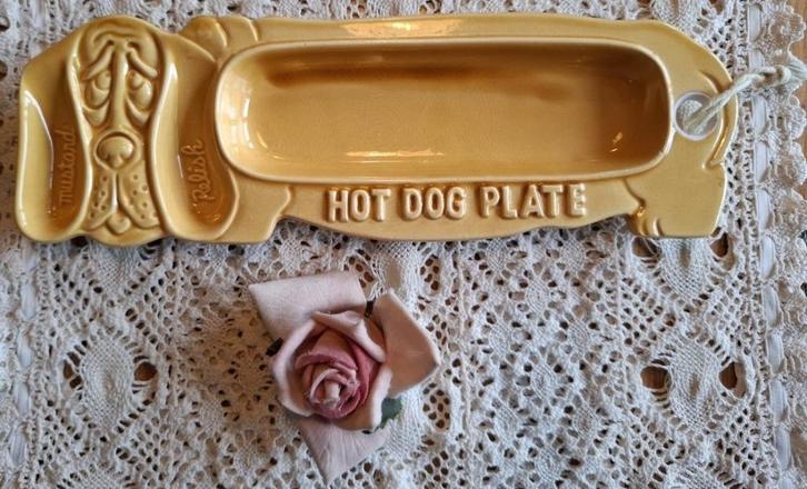 Vintage Hot Dog plate / Hot Dog bordje hond, Ophalen of Verzenden