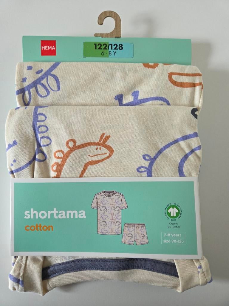 Splinter nieuwe Hema shortama met Dinosaurus 122/128 katoen., Nacht- of Onderkleding, Nieuw, Ophalen of Verzenden, Hema