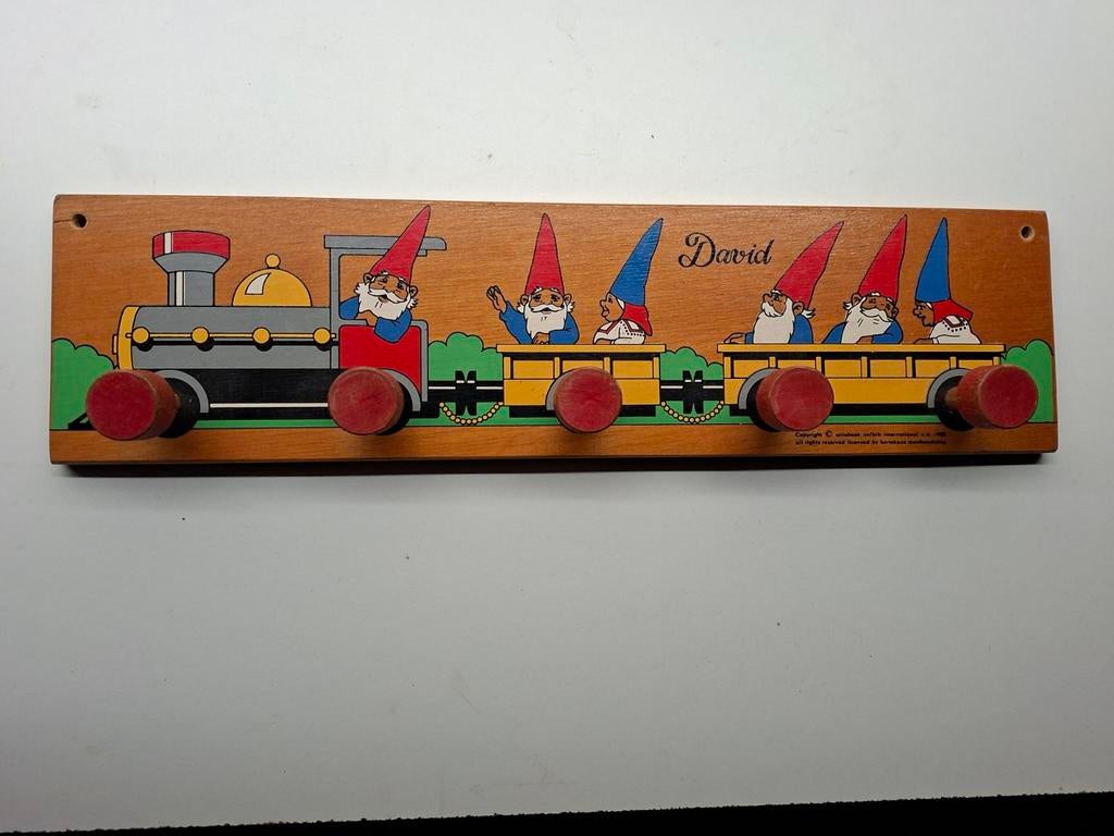 Vintage David de Kabouter kapstok - Houten kinder kapstok, Gebruikt, Ophalen of Verzenden, Minder dan 100 cm, Kinderkapstok