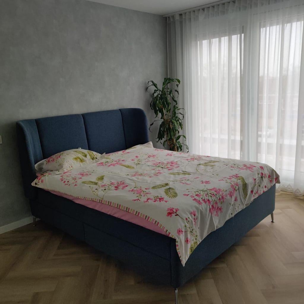 Ikea Tufjord bed 160x200 incl lattenbodems en matras, Ophalen, Gebruikt, Blauw, Tweepersoons