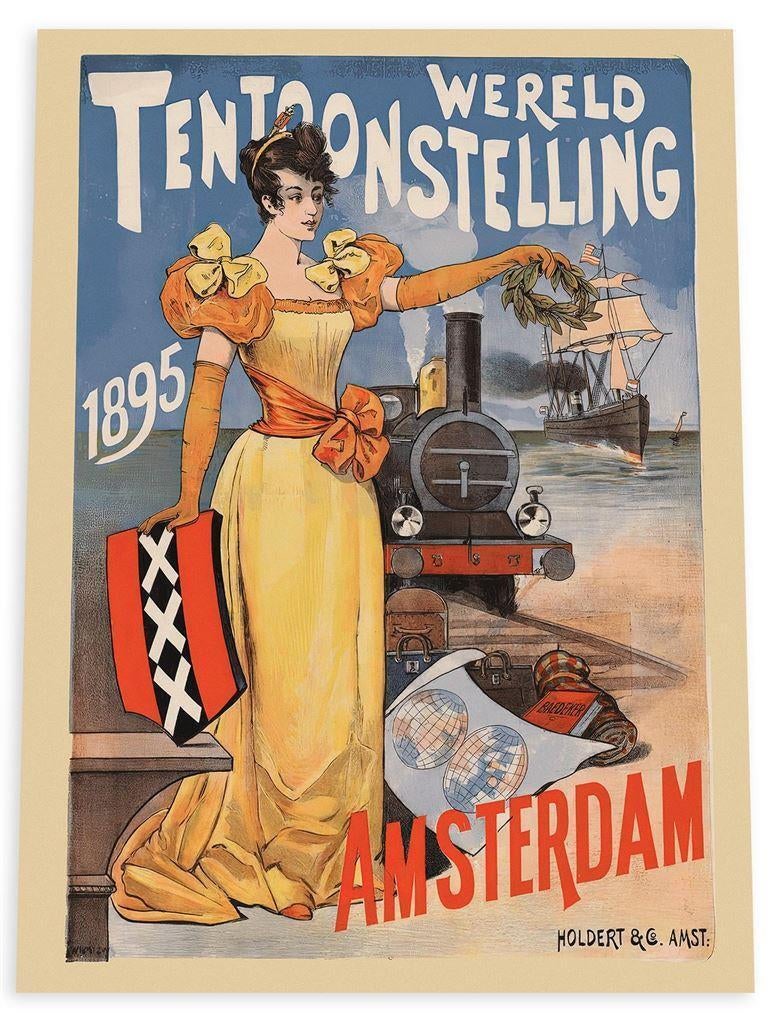 AMSTERDAM Wereld Tentoonstelling 1895 Poster Affiche, Ophalen of Verzenden