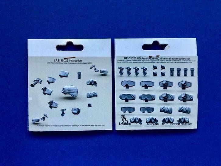 LiveResin LRE35025 US Army ACH/MICH helmet acc SET 1/35, Verzenden, Nieuw, 1:35 tot 1:50