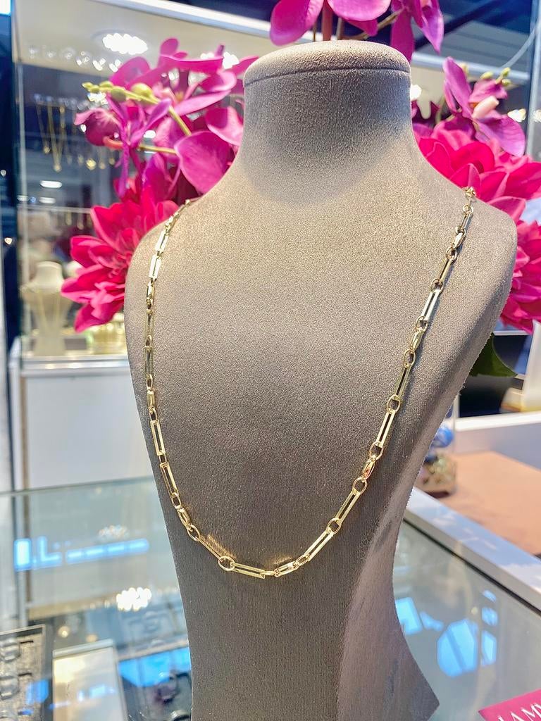 14k Gouden Paperclip Ketting, Ophalen of Verzenden, Nieuw, Goud, Verstelbaar