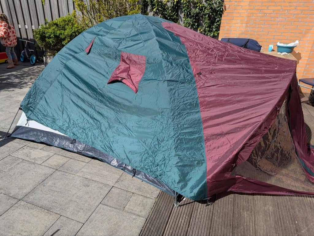 Tent 2 a 3 persoons groen/ bordeaux rood, Caravans en Kamperen, Tenten, Ophalen of Verzenden