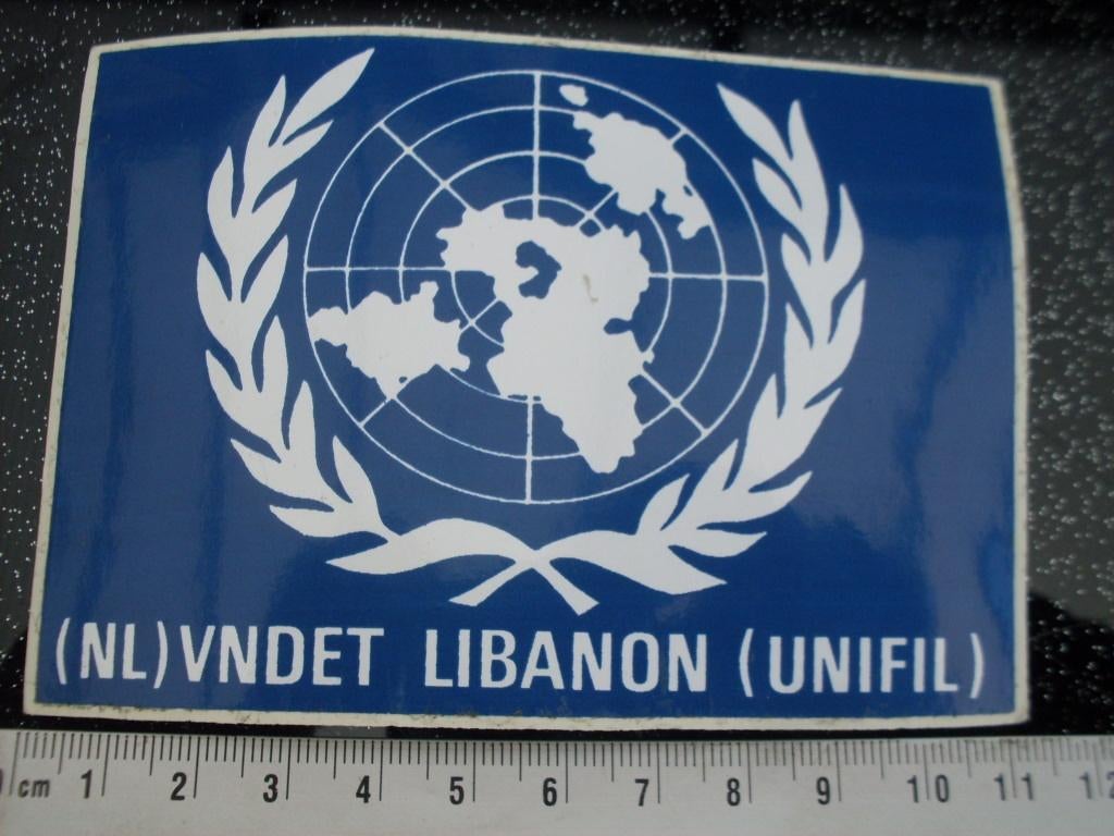 sticker (NL) vndet libanon (UNIFIL) logo embleem wapen, Verzenden, Zo goed als nieuw, Bedrijf of Vereniging