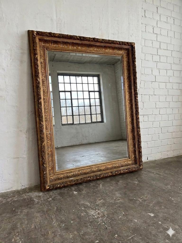 Grote Franse Louis-Philippe facet kwikspiegel, ca. 1840-60, Antiek en Kunst, Ophalen, Rechthoekig