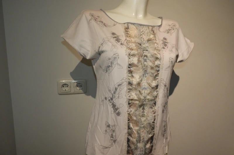 Marccain leuk shirt koi karpers print zijde bekleding N3/M, Kleding | Dames, Maat 38/40 (M), Overige kleuren, Verzenden, Zo goed als nieuw