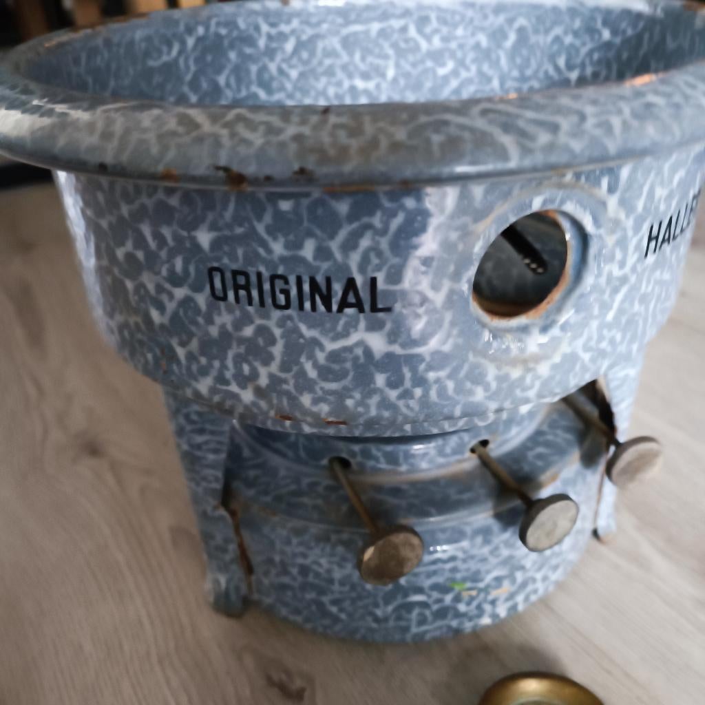 grijs gewolkt petroleumstel georg haller zie foto 3 pits, Ophalen of Verzenden