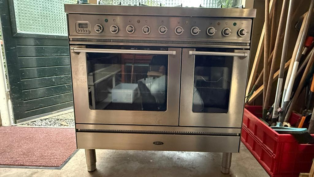 Boretti gasfornuis 6 pits en 2 ovens, Ophalen, Gebruikt, Warmhoudplaat, Gas