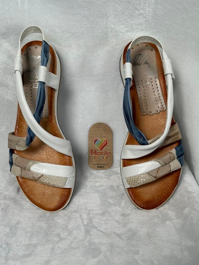 Blauw,beige en wit,Marila schoenen.Maat 37, Kleding | Dames, Ophalen of Verzenden, Zo goed als nieuw, Blauw, Sneakers of Gympen