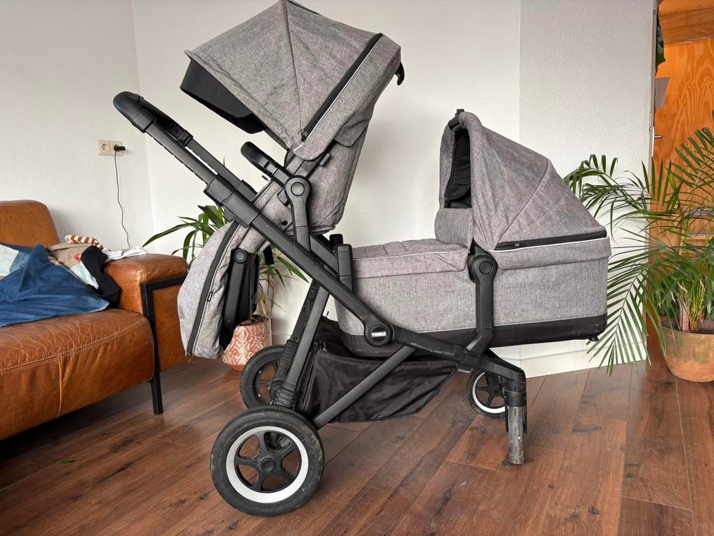 Thule Sleek, dubbele kinderwagen, Gebruikt, Verstelbare duwstang, Combiwagen, Ophalen