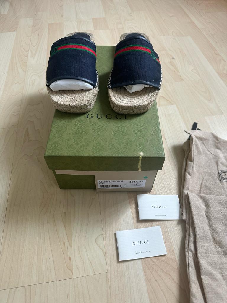 Gucci L'Aveugle Par Amour Slippers Maat 43, Ophalen, Gedragen, Zwart, Slippers