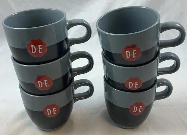 Douwe Egberts Set 6 Cappuccinokoppen Grijs Zwart Krijtlook, Coolsingel 104, 3011 AG Rotterdam, Netherlands, Verzenden, Keramiek